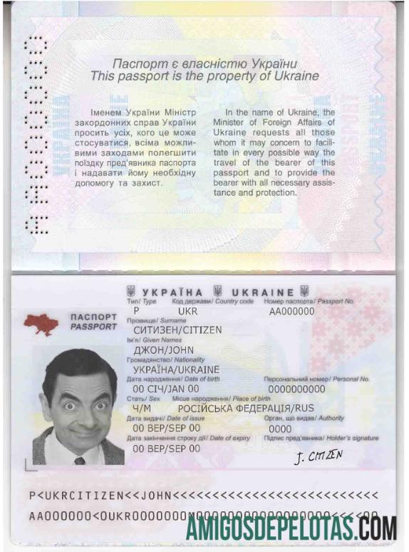 Passaporte da Ucrânia modelo